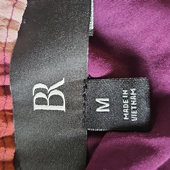 Banana Republic Red Pink Blanched Pleated Mandarin Collar Blouse Tye Die Ambre M - Picture 6 of 9